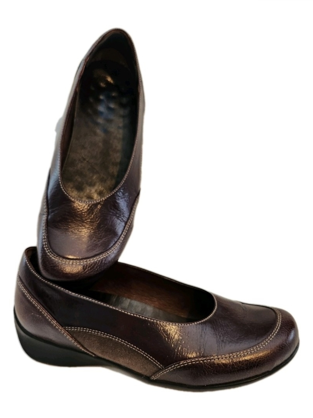 Wolky Size 39 Duncan F2F Women’s Dark Brown Leather Slip On Comfort Walking Shoe
